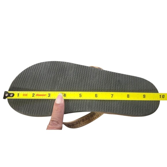 Rainbow Sandals Las Flores Women's Sz 6.5 -7.5 Brown Leather Floral Etching - Picture 13 of 13